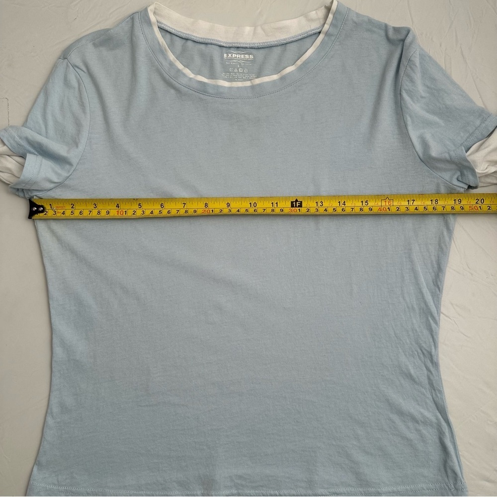 Express faux layer blue and white long sleeve layered style t-shirt - Picture 6 of 10